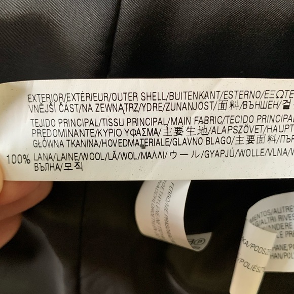 Zara black 100% Wool tuxedo style long blazer shiny black satin collar US Large - Picture 14 of 14